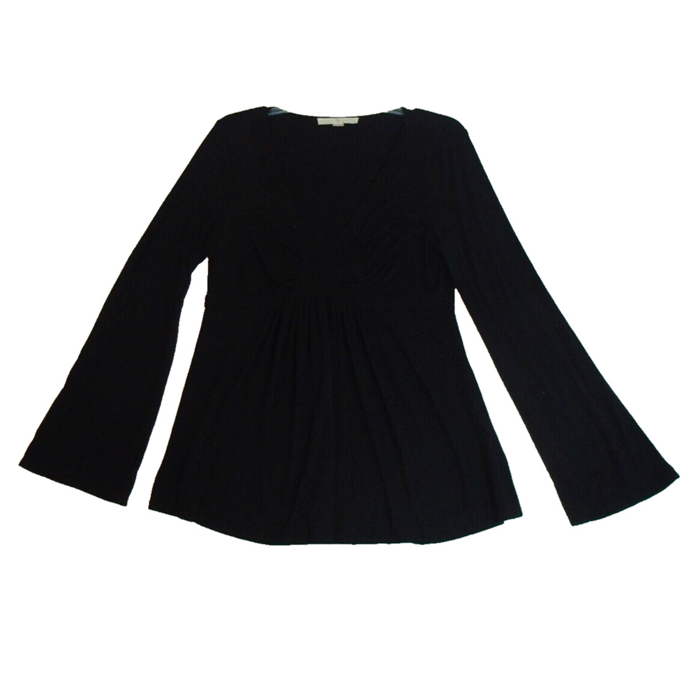 Boston Proper Black V Neck Stretch Shirt Womens Long Sleeve‎ Casual Size Medium